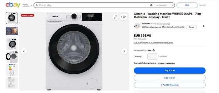 Gorenje 7kg Washing Machine Brand New