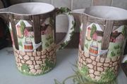 Rare Pair Johnson Bros Friendly Village 3D Pitcher