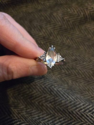 925 Sterling Silver three stone CZ ring