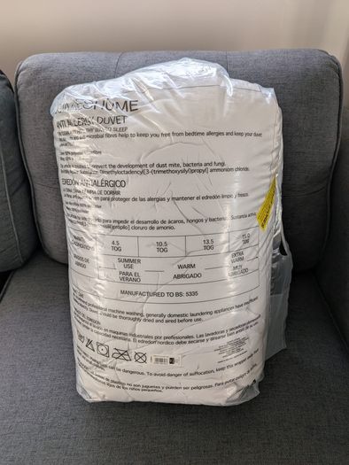Single 13.5 Tog Anti-Allergy Duvet