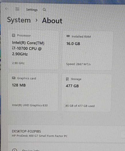 Hp Prodesk 400 G7 Sff Pc | Core I7-10700 | 16gb Ram | 512gb Nvme Ssd | Windows 11 Pro