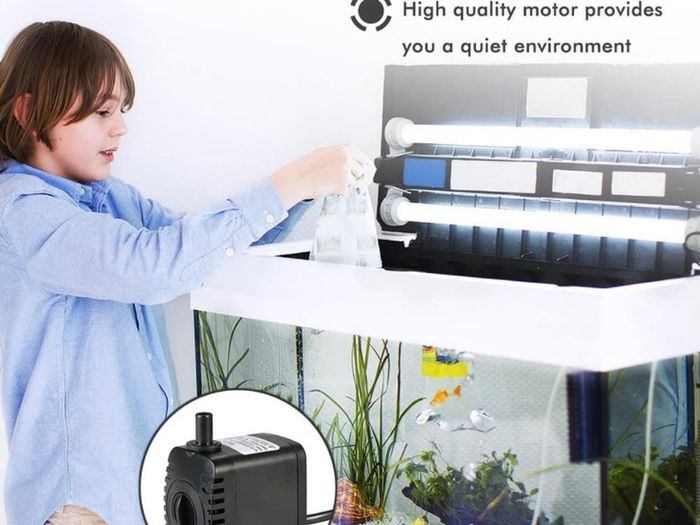 600L/H 8W Submersible Water Pump for Aquarium Tabletop Fountains Pond Water Gardens and Hydroponic Systems with 2 Nozzles (FREE POSTAGE)