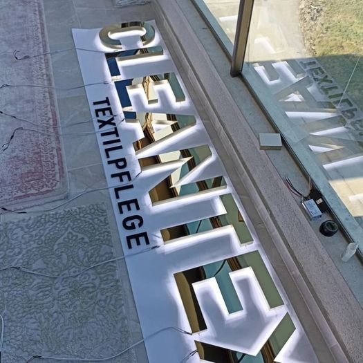 Mirror Gold Backlit 3D Letters - Custom Halo-Lit Stainless Steel Signage
