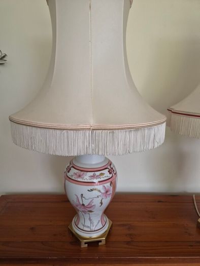 Large Pair of Vintage French Porcelaine de Limoges Drimmer Table Lamps 72cm