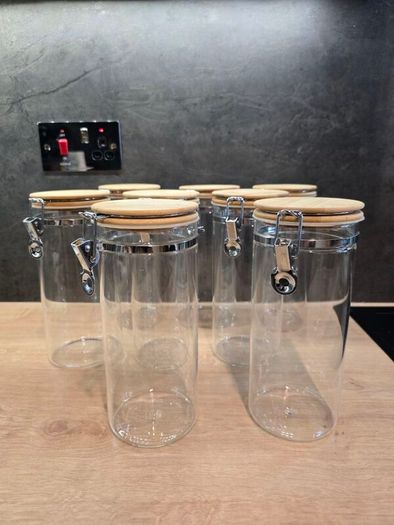 8 Glass Jars for storing dry food