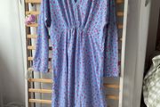 dress midi dress powder blue with hearts size medium monki brand