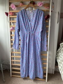 dress midi dress powder blue with hearts size medium monki brand