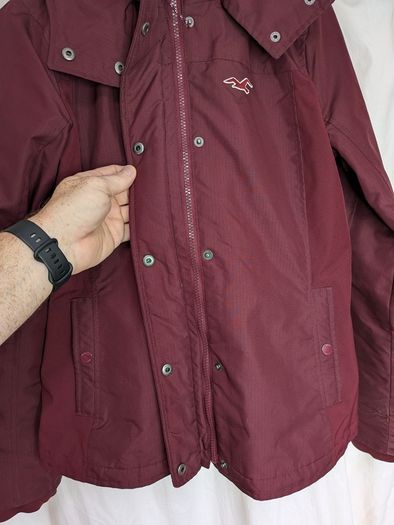 Hollister Womens Burgundy All Weather Hooded Jacket Coat Size M UK 12