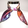 Handmade "Blooming Iris" 100% silk scarf 45x45cm Image 9