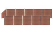 WPC Fence Set 10 Square + 1 Slanted 1830x186 cm Brown