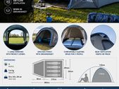 4 Person Dome Camping Tent With Porch Groundsheet And Windows Waterproof 3000mm