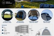 4 Person Dome Camping Tent With Porch Groundsheet And Windows Waterproof 3000mm