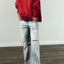 Zara Red Oversized V Neck Jumper  Size Large Image 2