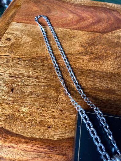 silver solid pendant and heavy chain