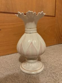 Vintage Belleek Porcelain Lotus Blossom Spill Vase