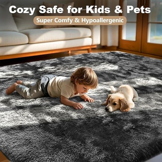 Rugs Living Room 200x300cm Soft Fluffy Area Rugs for Bedroom - Washable Rugs - Antiskid Large Shaggy Carpets Suit for Bedroom Dorm Nursery Kids Room Office Lounge Home Decor