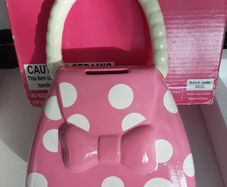 new pink handbag money box in unopened box