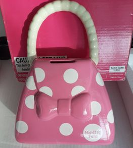 new pink handbag money box in unopened box