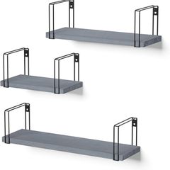 NEW SALE | Wall Shelves Rustic Floating Shelves, Decorative Wood Shelf Set of 3, Wall Mounted Storage Shelves for Bedroom, Living Room, Kitchen, Bathroom, Office and More,Black