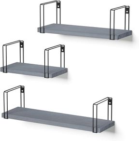 NEW SALE | Wall Shelves Rustic Floating Shelves, Decorative Wood Shelf Set of 3, Wall Mounted Storage Shelves for Bedroom, Living Room, Kitchen, Bathroom, Office and More,Black