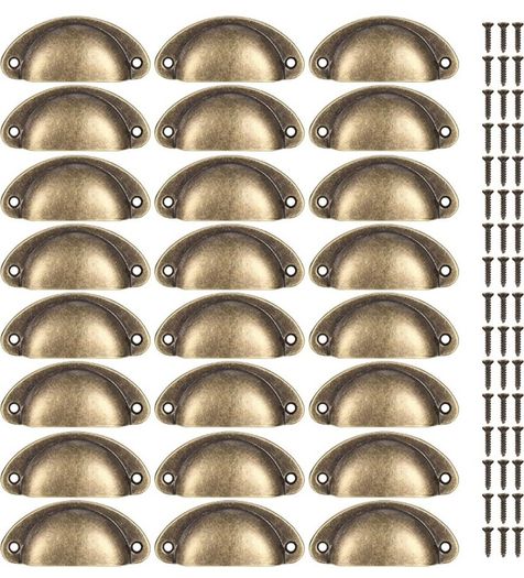 24 Pcs Shell Cup Handles, Semi Circle Drawer Pull Handle, Metal Kitchen Cupboard Cabinet Dresser Door Handles Knobs, Retro Furniture Knobs (FREE POSTAGE)