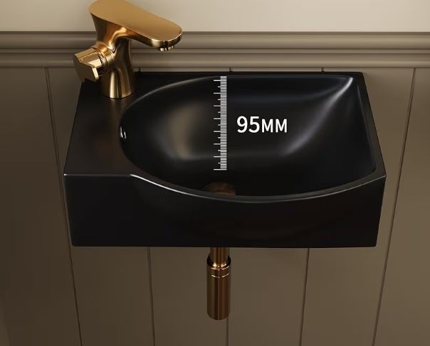 Wall Mounted Cloakroom Basin, DeerValley Ceramic Bathroom Wash Basin Corner Sink with Overflow and Tap Hole - 40 x 28 x 14.5cm