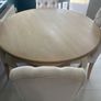 Oak dining Room table with 4 cream chairs Image 5