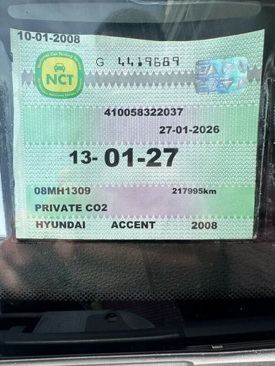 Hyundai Accent 2008 - NCT 2027 400 only Road Tax