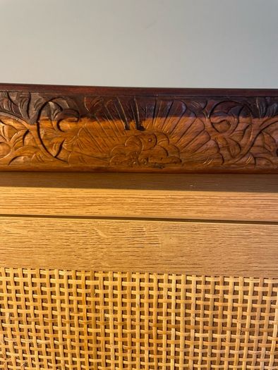 Vintage Asian Hand Carved Wooden Pencil Case