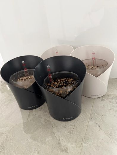 Lechuza Orchidea Self-Watering Pots x4 Slate Grey x2 & White Matte x2