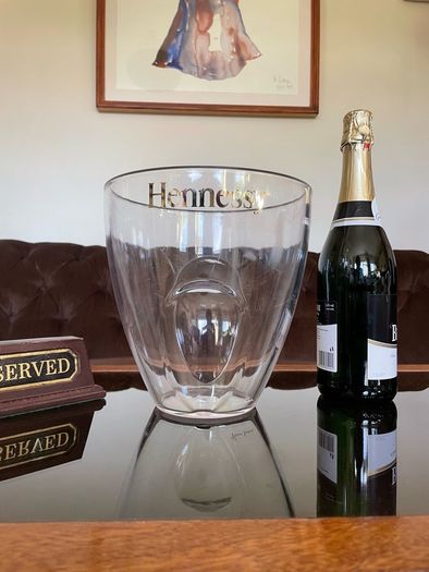 Large Designer Hennessy Transparent Durable Ice Bucket with Gilt Script