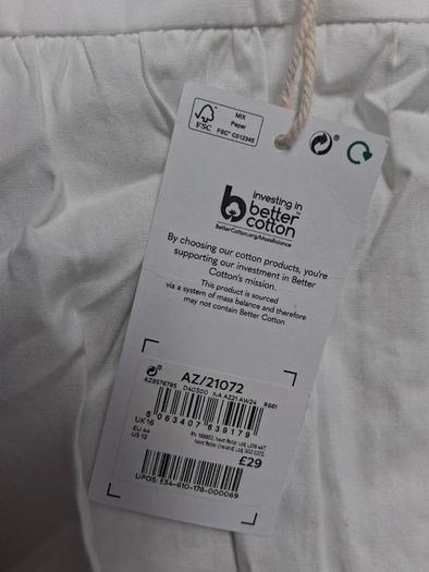Brand New with tags UK16 Next White 100% Cotton Bubble Hem Mini Skirt