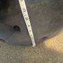 Grey suede round pouff Image 4