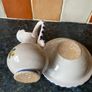 Small Handmade Hand Painted Pottery Bowl & Jug Image 5