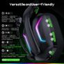 Wireless Gaming Headset for PS5, PS4, PC, Switch, Mac  Dual-Mode 2.4GHz  Bluetooth 5.4 Gaming Headphones with ENC Noise Cancelling Mic, 50mm Drivers, Dynamic LED Lights, 50H Playtime Image 9