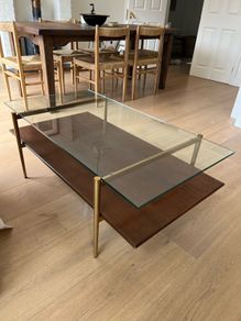 West Elm glass top Coffee Table 'Mid Century Art Display'