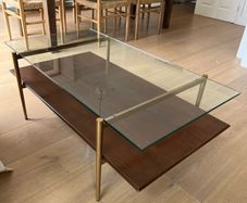 West Elm glass top Coffee Table 'Mid Century Art Display'