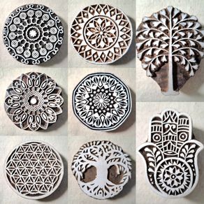 Beautiful Wooden Handmade Printing Block Stamp Block Decorative Textiles Crafts Tattoo 6cm