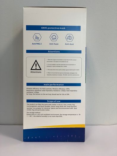 Pack of 2 KN95 Protective Face Mask, Disposable respirator, 95% Filtration