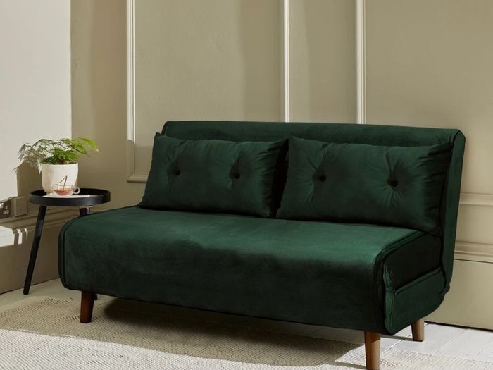 2 Seater Double Sofa Bed - Green Velvet