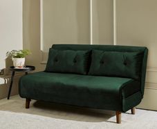 2 Seater Double Sofa Bed - Green Velvet