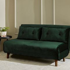 2 Seater Double Sofa Bed - Green Velvet