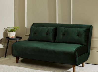 2 Seater Double Sofa Bed - Green Velvet