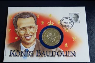 King of Belgium coin medal stamp cover 1993