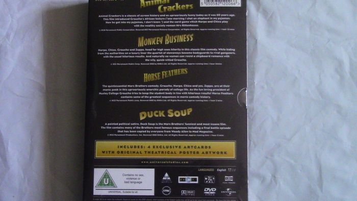 The Marx Brothers Collection 4x DVDs, New and still sealed