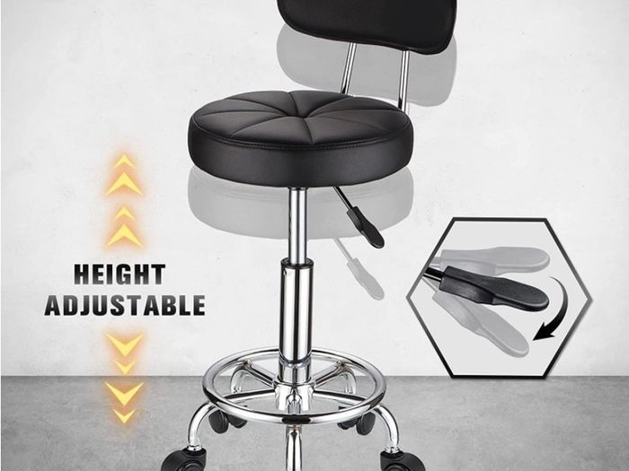 Swivel Stools with Wheels Height Adjustable Rolling Spa Stool Backrest (FREE POSTAGE)