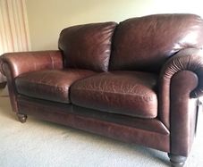 Italian "Natuzzi" 3 Seater Natural Leather Couch
