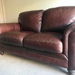Italian "Natuzzi" 3 Seater Natural Leather Couch