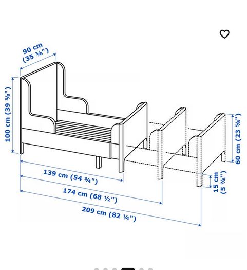 Extendable bed, white, 80x200 cm
