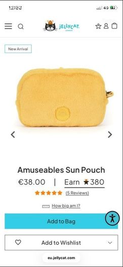 New JELLYCAT Amuseable Sun Pouch